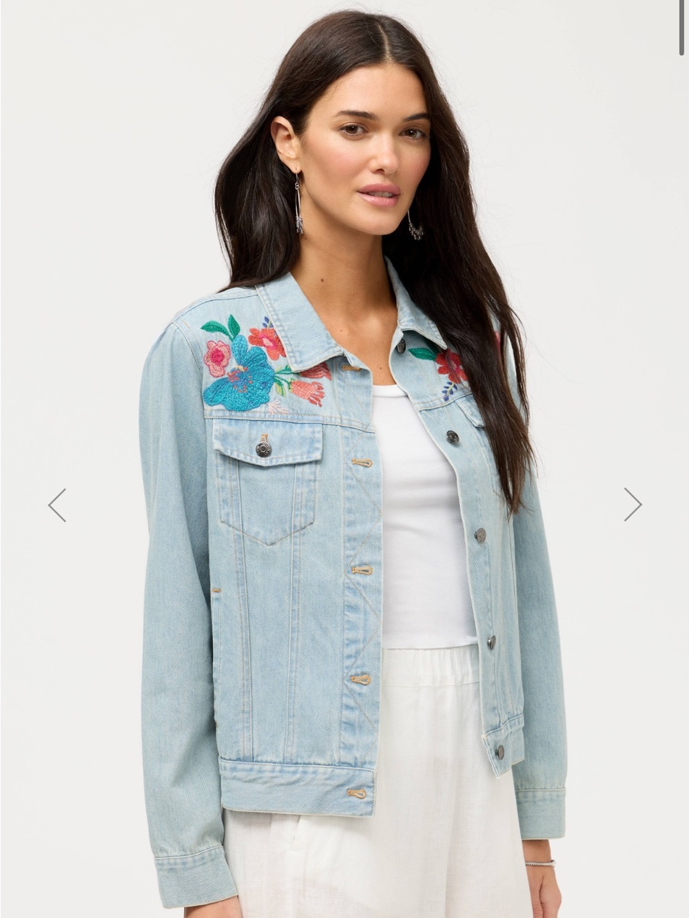 Johnny Was Soline Denim Embroidered Jacket XS